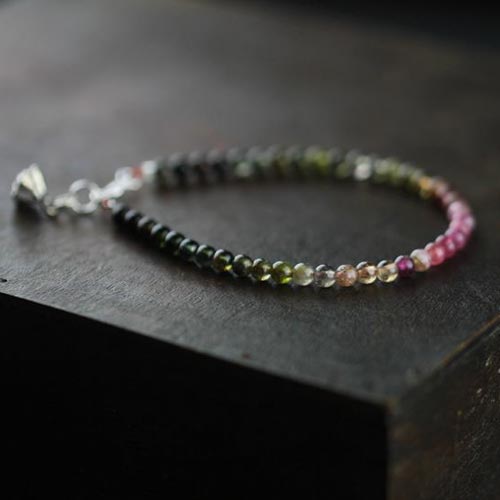 Sterling Silver Tourmaline Tiny Bead Bracelet Handmade Jewelry Accessories Women