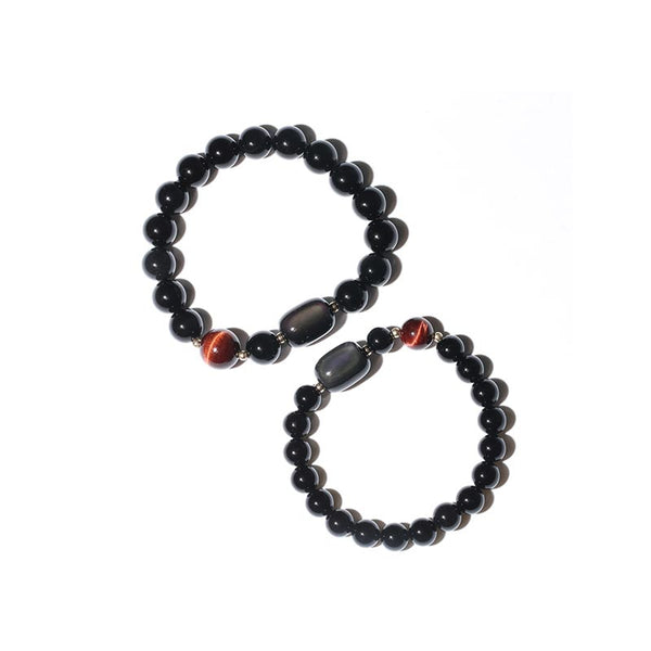Black Onyx Tigereye Cat's eye Bead Bracelet Lovers Jewelry Women Men