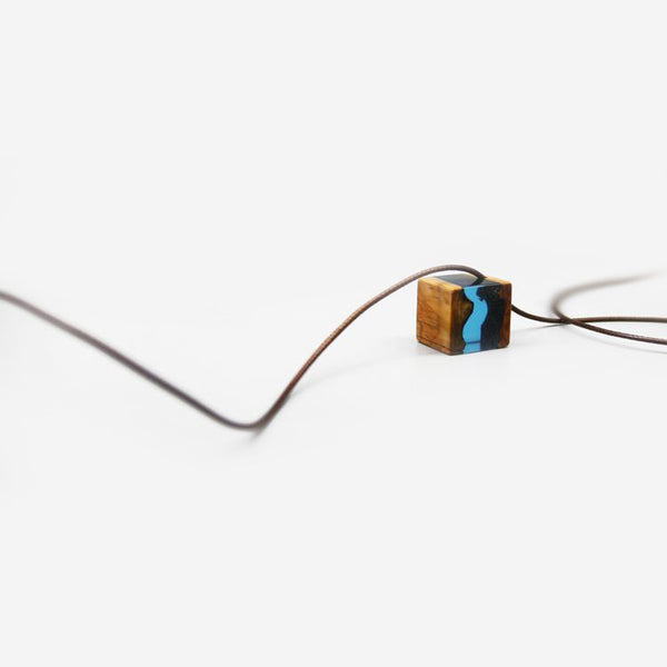 Wood Resin Pendant Necklace Handmade Unique Jewelry For Women Men