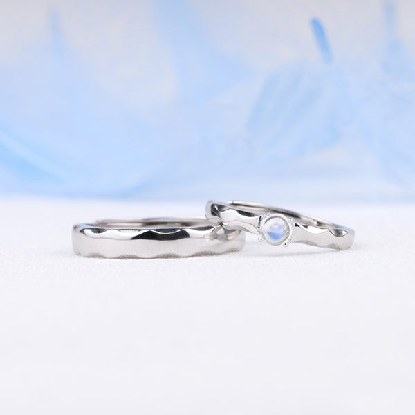 Moonstone Ring in White Gold Plated Silver Couple Jewelry Engage Ring Women Men