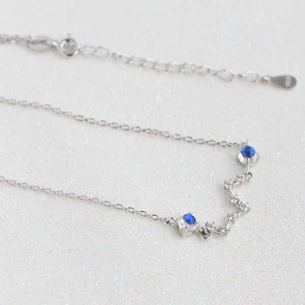 Moonstone Big Dipper Pendant Necklace in White Gold Plated Silver Jewelry for Women