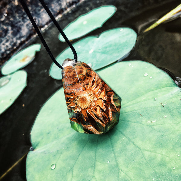 Pinecone and Resin Pendant Necklace Handmade Unique Jewelry For Women Men