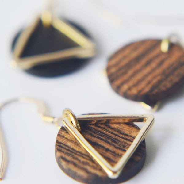 Wood Drop Earrings in Sterling Silver 14K Gold Handmade Jewelry Accessories Women
