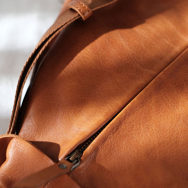 Cool Ladies Brown Leather Backpack Purse Small Rucksack For Women