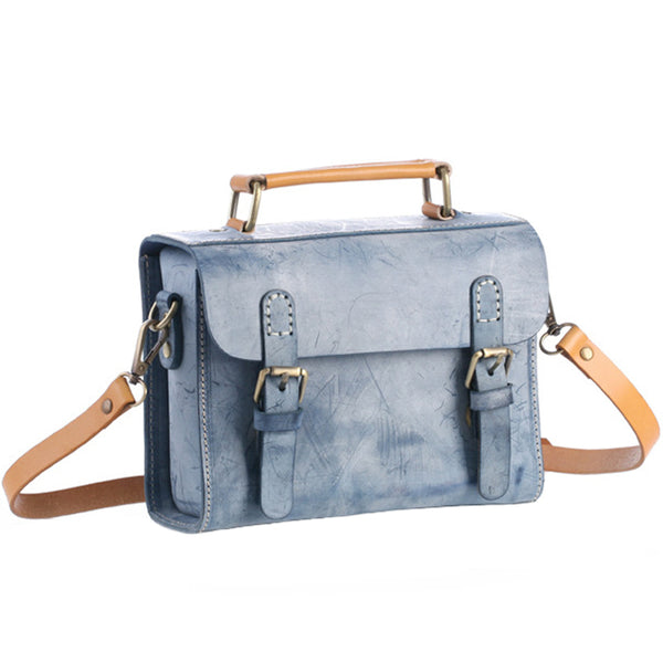 Cute Women's Waxed Leather Crossbody Satchel Purse Messenger Bag For Women