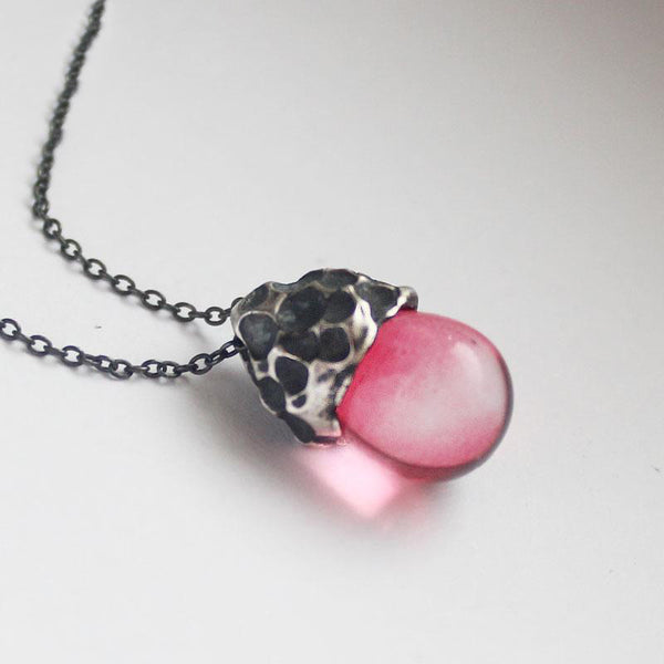 Colored Glaze Pendant Necklace in Sterling Silver Handmade Unique Jewelry Women