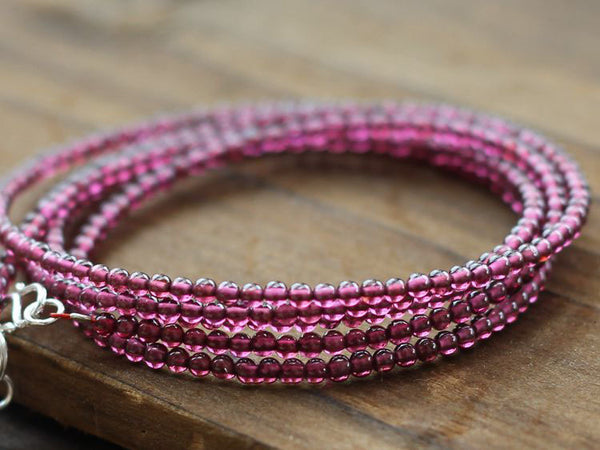 Rosantica Garnet Silver Beaded Bracelet Handmade January Birthstone Jewelry Women