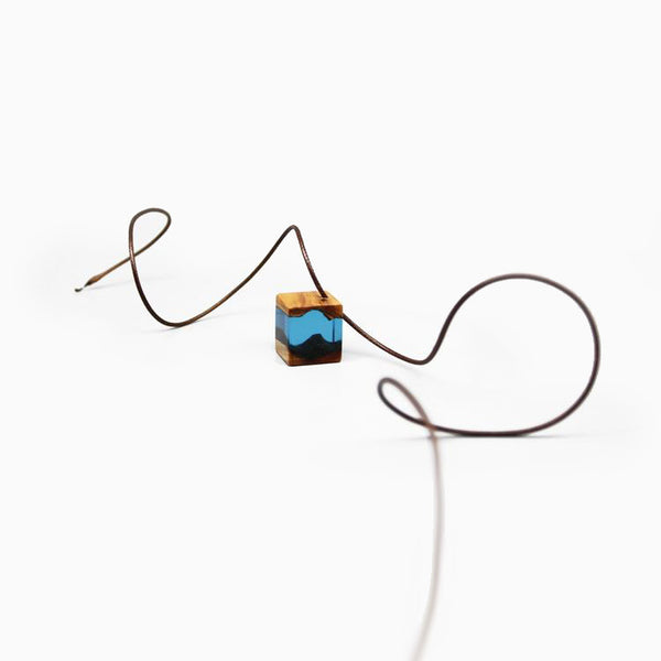 Wood Resin Pendant Necklace Handmade Unique Jewelry For Women Men