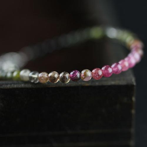 Sterling Silver Tourmaline Tiny Bead Bracelet Handmade Jewelry Accessories Women