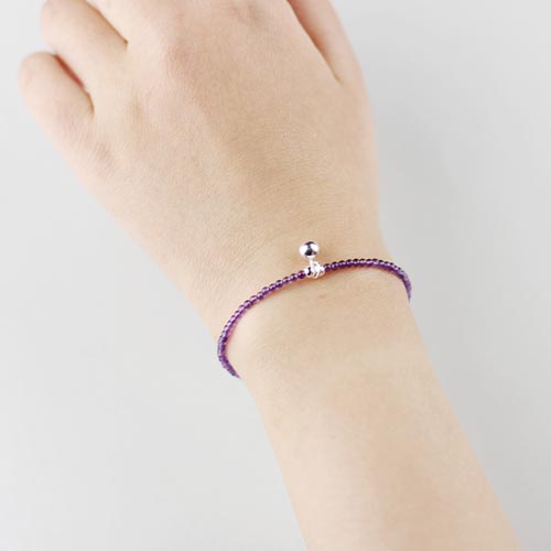 Sterling Silver Amethyst Beaded Bracelet Handmade Jewelry Accessories Women