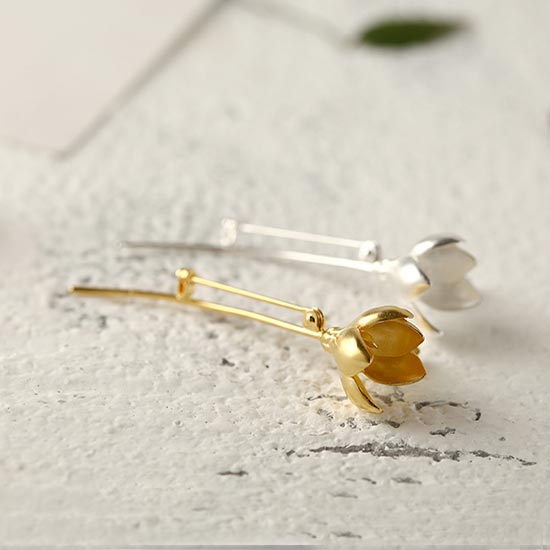 Mangnolia Sterling Silver Brooch Classical Charm Jewelry Gift For Women
