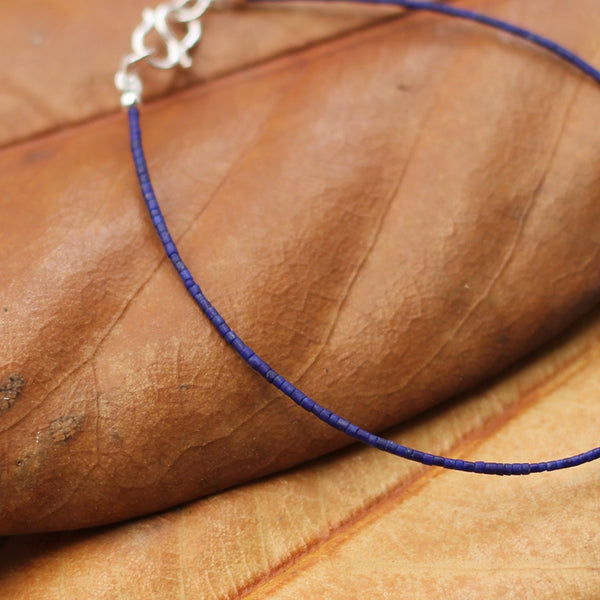 Sterling Silver Lapis Lazuli Bead Bracelet Handmade Jewelry Women