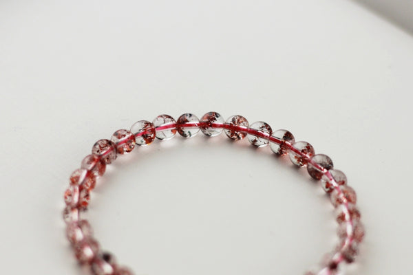 Strawberry Quartz Crystl Beaded Bracelet Handmade Jewelry for Women