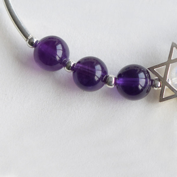 Sterling Silver Amethyst Moonstone Bead Bracelet Jewelry Gifts Women