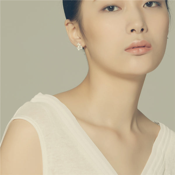 Sterling Silver Flower Stud Earrings Handmade Jewelry Gifts Accessories for Women