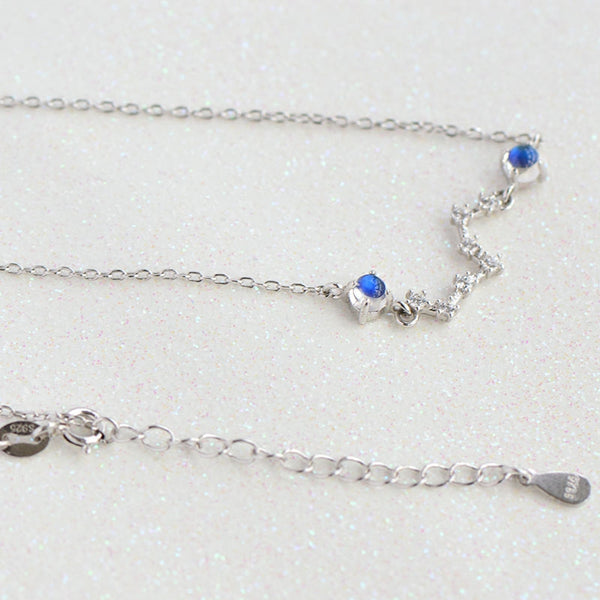Moonstone Big Dipper Pendant Necklace in White Gold Plated Silver Jewelry for Women