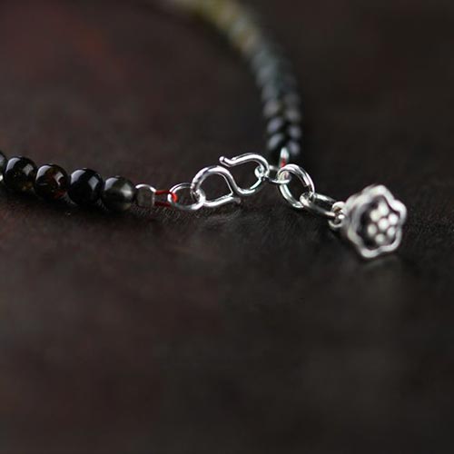 Sterling Silver Tourmaline Tiny Bead Bracelet Handmade Jewelry Accessories Women