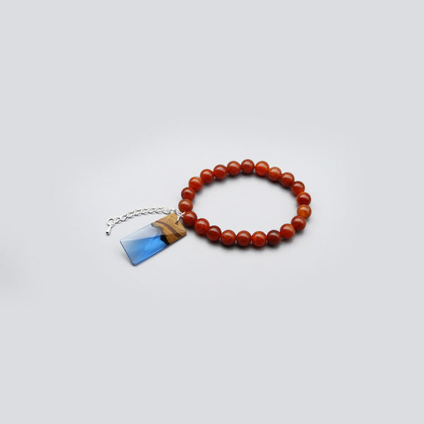 Agate Wood Resin Beaded Bracelet Handmade Unique Jewelry For Women Men