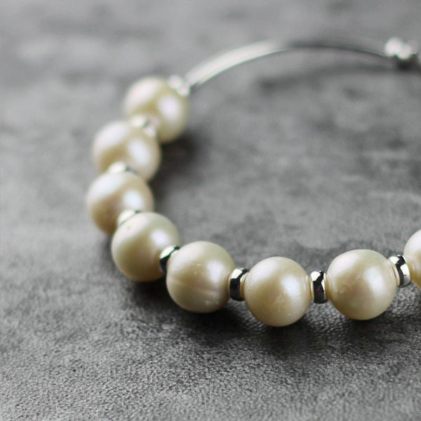 Freshwater Pearl Bead Bracelet in Sterling Silver June Birthstone Jewelry Gifts for Women