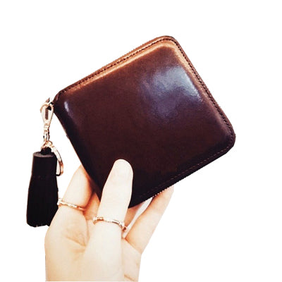 Women Cute Leather Short Zip Wallet Coin Wallet Tassel Purse for Women