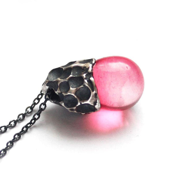 Colored Glaze Pendant Necklace in Sterling Silver Handmade Unique Jewelry Women