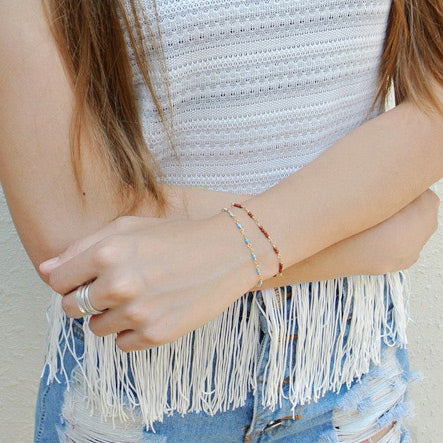 Turquoise Bead Bracelet in 14K Gold Handmade Jewelry Accessories Women