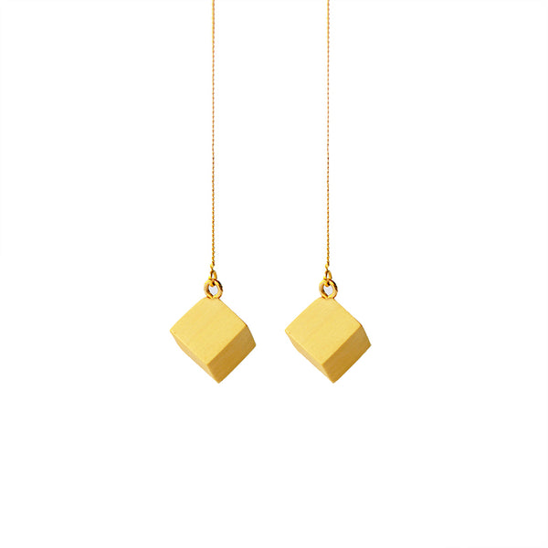 Wood Threader Earrings in Sterling Silver 14K Gold Handmade Jewelry Accessories Women