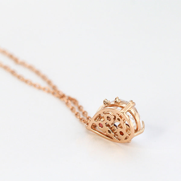 Pink Zircon and White Quartz Crystal Pendant Necklace in Gold Plated Silver Jewelry Women