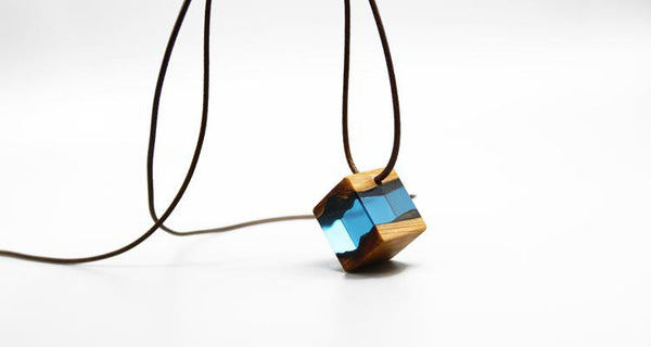 Wood Resin Pendant Necklace Handmade Unique Jewelry For Women Men