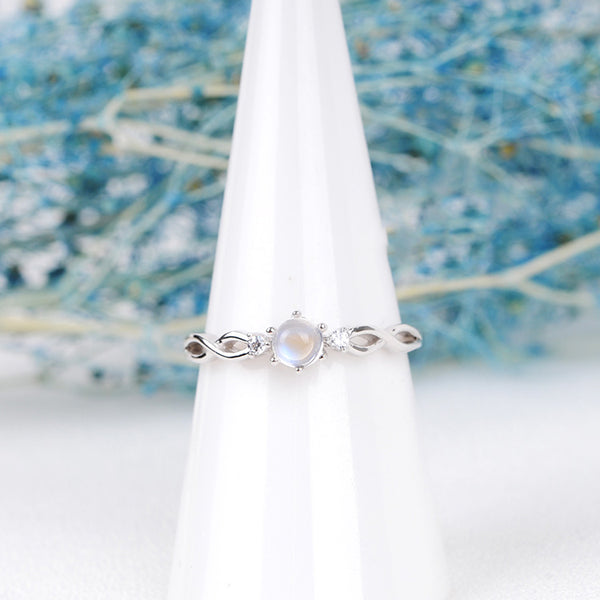 Couple Jewelry Moonstone Ring in White Gold Plated Silver Engage Ring Women Men