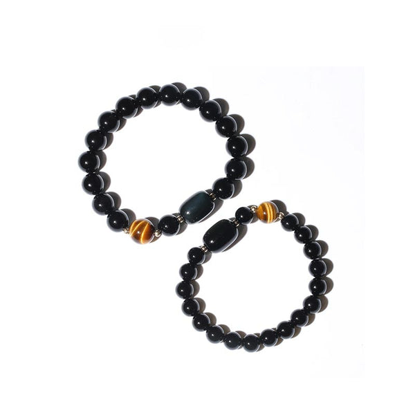 Black Onyx Tigereye Cat's eye Bead Bracelet Lovers Jewelry Women Men