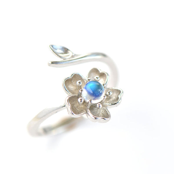 Moonstone Ring in White Gold Plated Silver Handmade Jewelry Engage Ring for Women