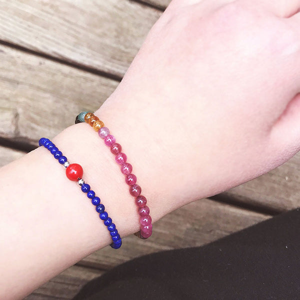 Sterling Silver Tourmaline Tiny Bead Bracelet Handmade Jewelry Accessories Women