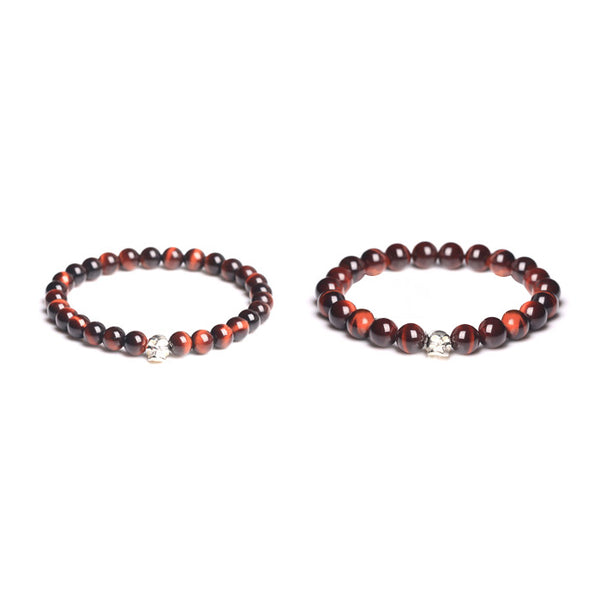 Sterling Silver Red Tigereye Bead Bracelet Jewelry Accessories Men Women