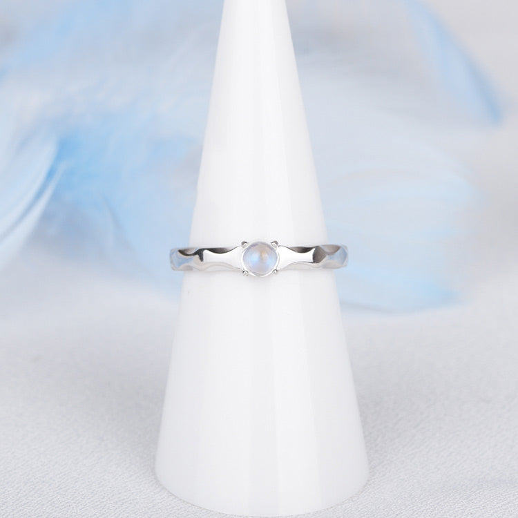 Moonstone Ring in White Gold Plated Silver Couple Jewelry Engage Ring Women Men