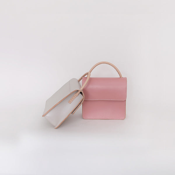Ladies Pink Leather Handbags Small Leather Work Bag for Women