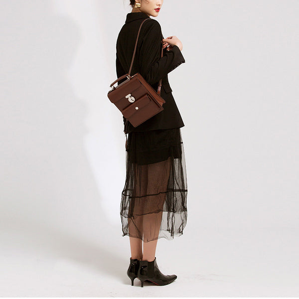 Vintage Genuine Leather Backpacks Unique Travel Bag Handbags Women