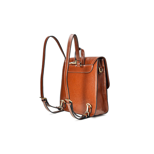 Vintage Brown Leather Backpack Purse  for Women Over The Shoulder Bags Purse