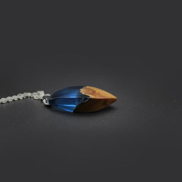 Wood and Resin Pendant Necklace Handmade Unique Jewelry For Women Men