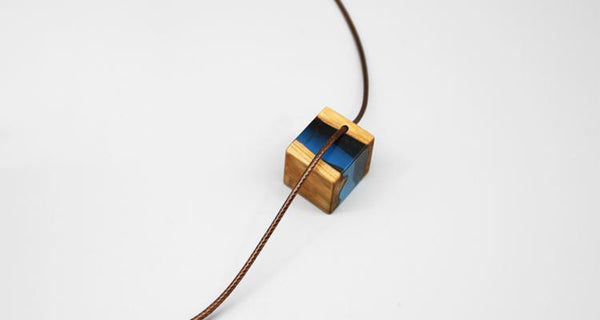 Wood Resin Pendant Necklace Handmade Unique Jewelry For Women Men
