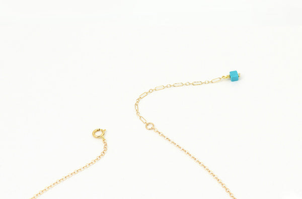 Turquoise Bead Pendant Necklace in 14K Gold Handmade Jewelry Women Accessories
