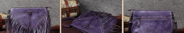 Womens Western Leather Purse With Fringe Boho Purses Side Bags for Women