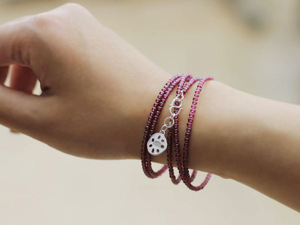 Rosantica Garnet Silver Beaded Bracelet Handmade January Birthstone Jewelry Women