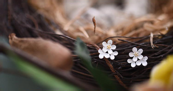 Sterling Silver Flower Stud Earrings Handmade Jewelry Gifts Accessories for Women