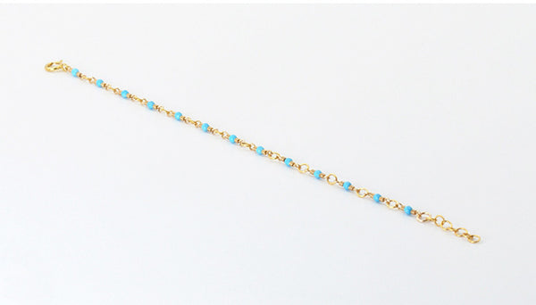 Turquoise Bead Bracelet in 14K Gold Handmade Jewelry Accessories Women