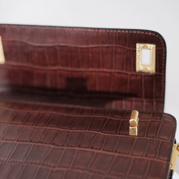 Chic Ladies Brown Leather Crossbody Purse Cross Shoulder Bag