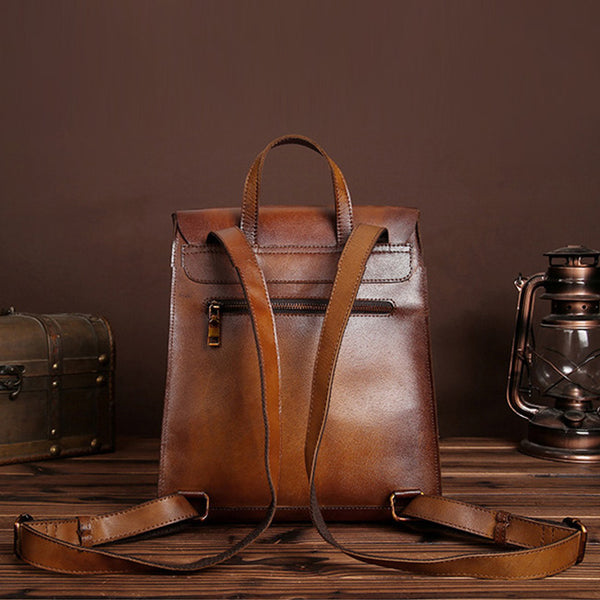 vintage leather backpack bag women laptopbag details