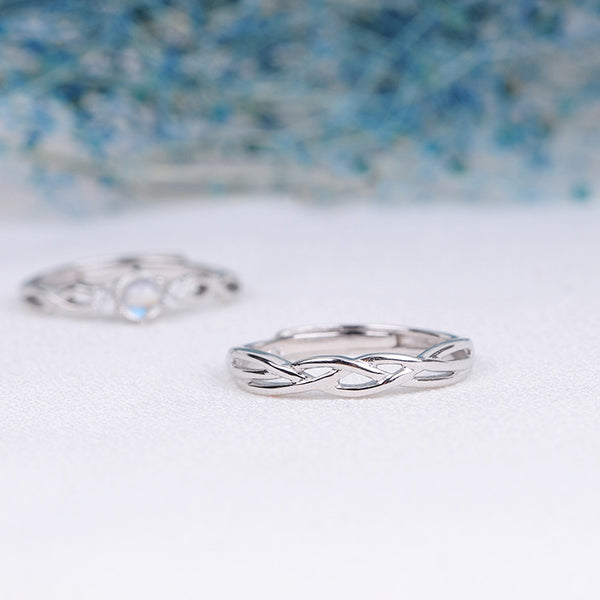 Couple Jewelry Moonstone Ring in White Gold Plated Silver Engage Ring Women Men