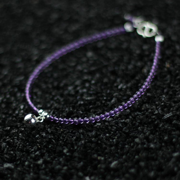 Sterling Silver Amethyst Beaded Bracelet Handmade Jewelry Accessories Women
