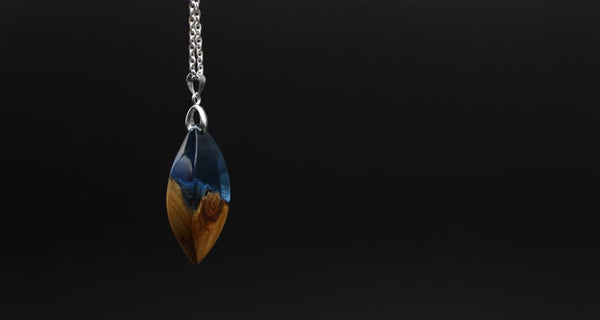 Wood and Resin Pendant Necklace Handmade Unique Jewelry For Women Men